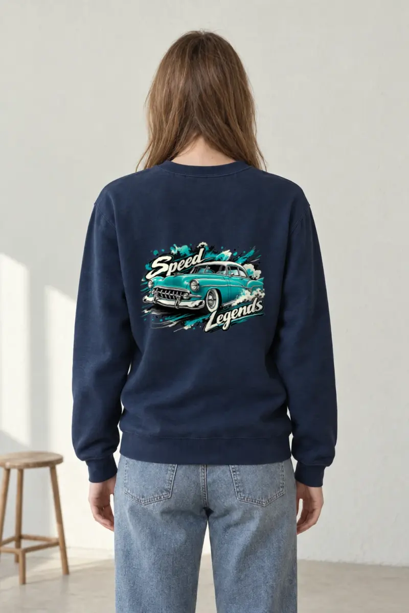 "Turquoise Roadster" Heavy Blend Unisex Crewneck Sweatshirt