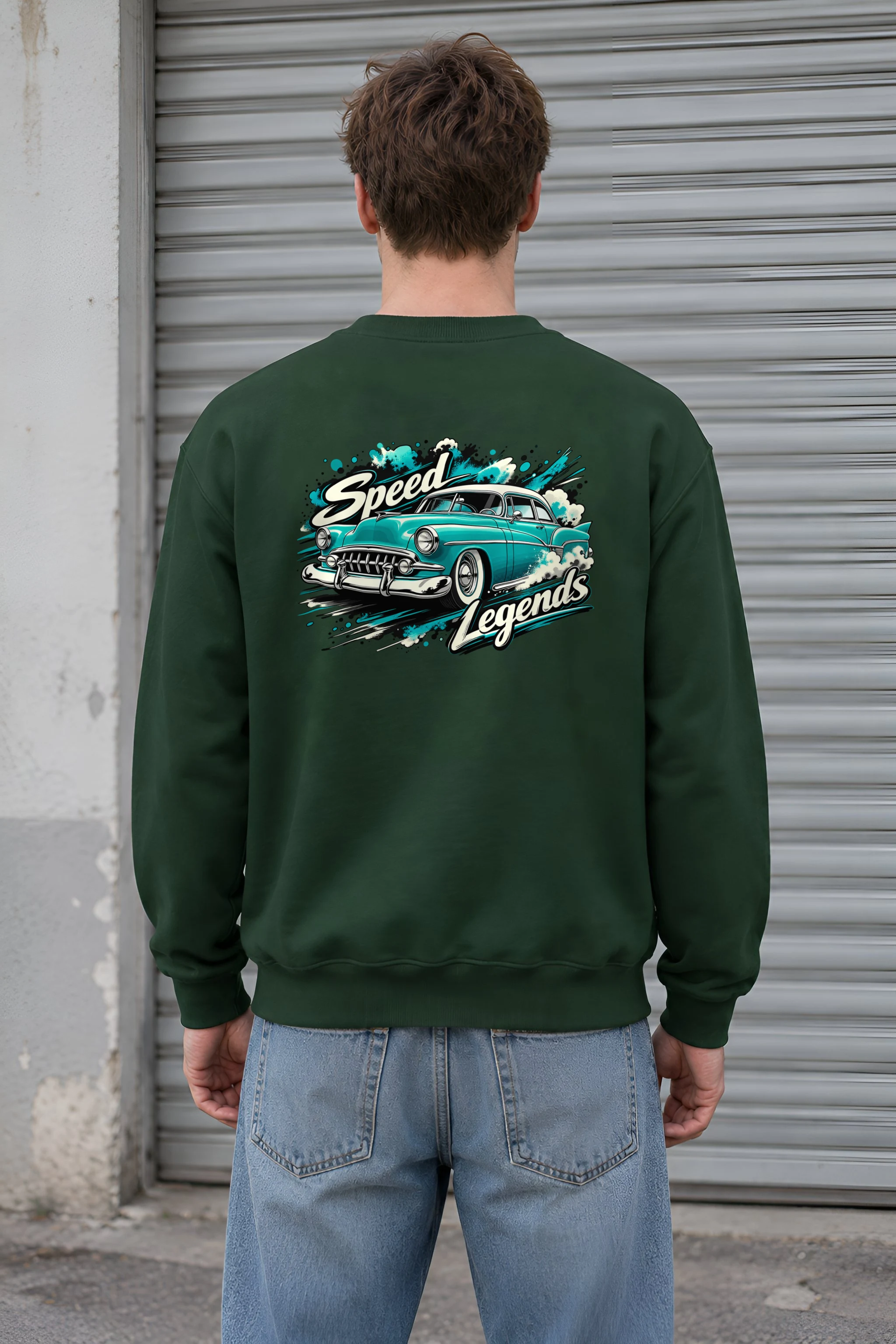 "Turquoise Roadster" 1 Crewneck Sweatshirt