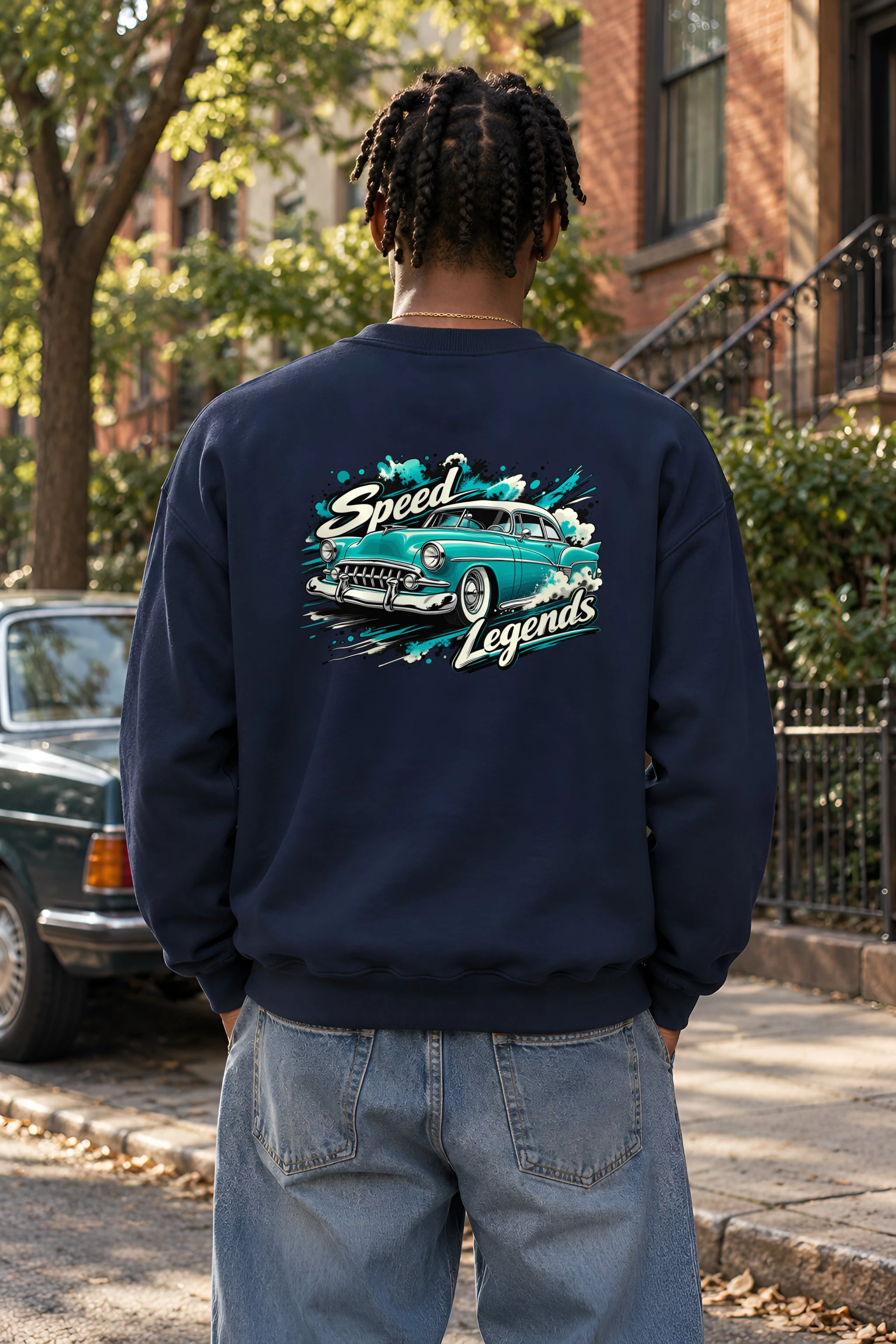 "Turquoise Roadster" 1 Crewneck Sweatshirt