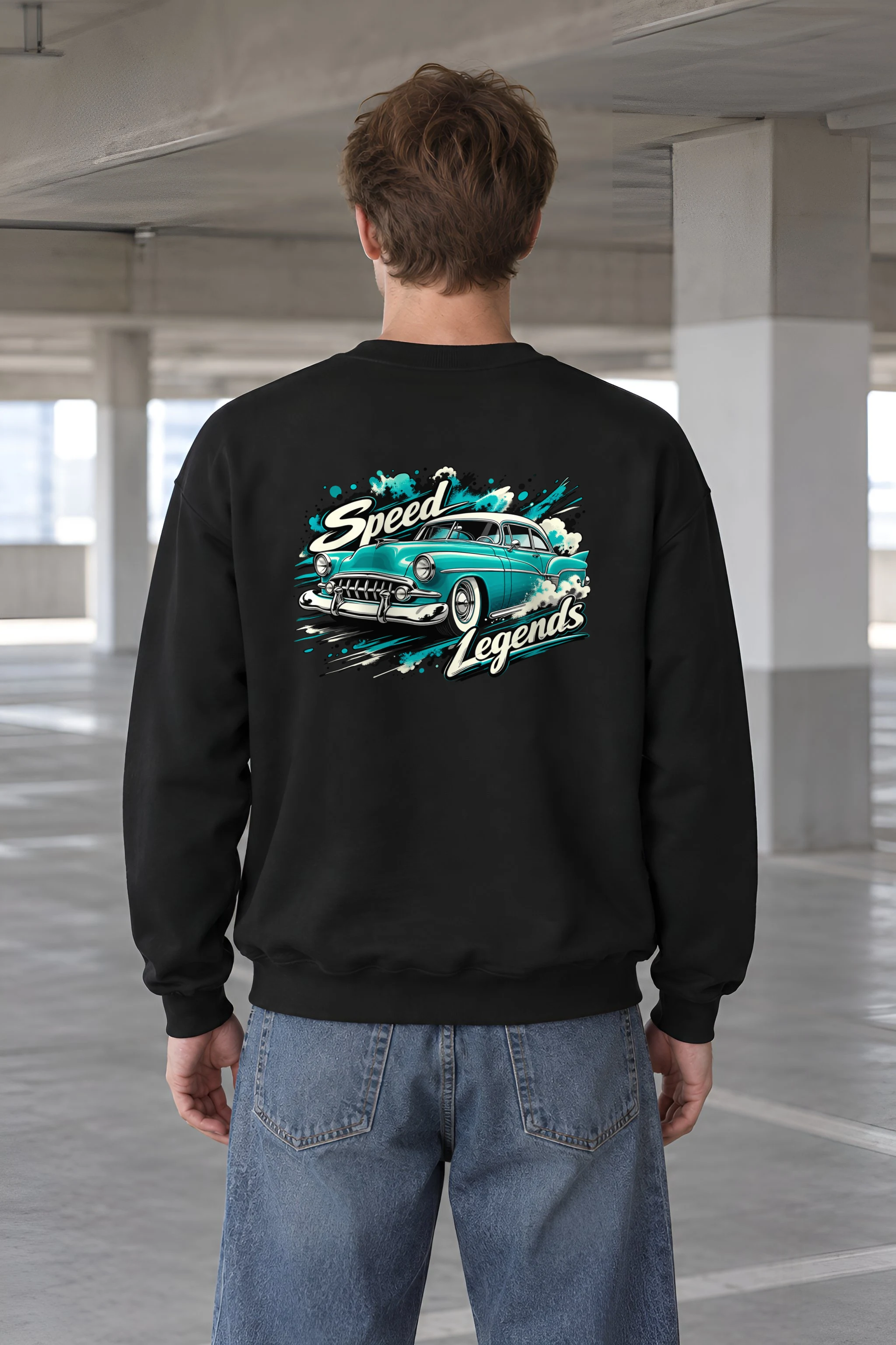 "Turquoise Roadster" 1 Crewneck Sweatshirt