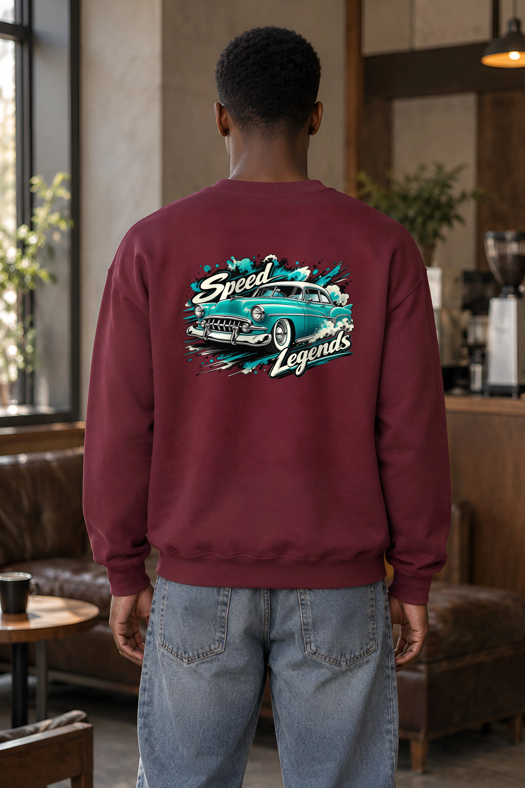"Turquoise Roadster" 1 Crewneck Sweatshirt