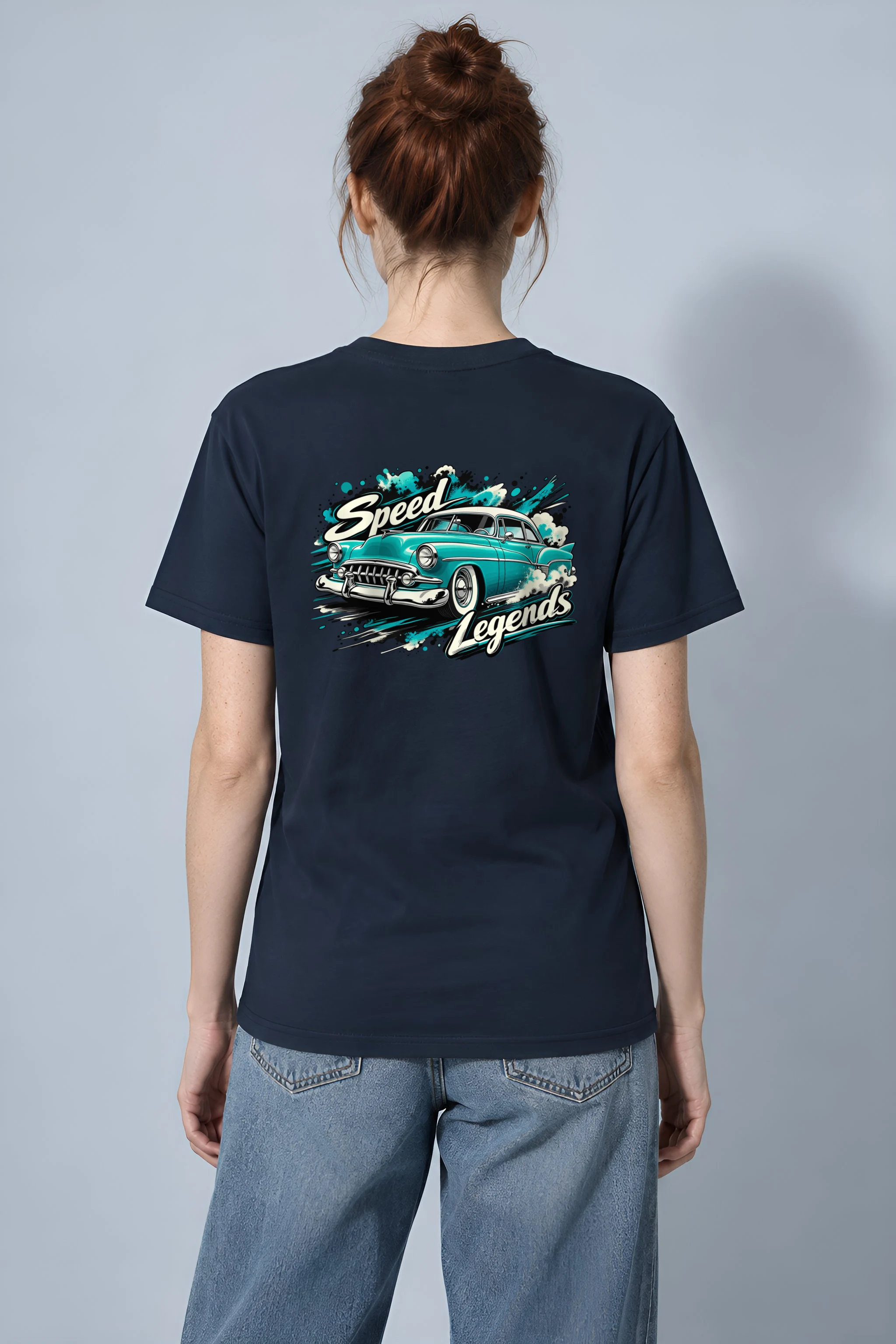 "Turquoise Roadster Rush" Heavyweight Unisex Crewneck T-shirt