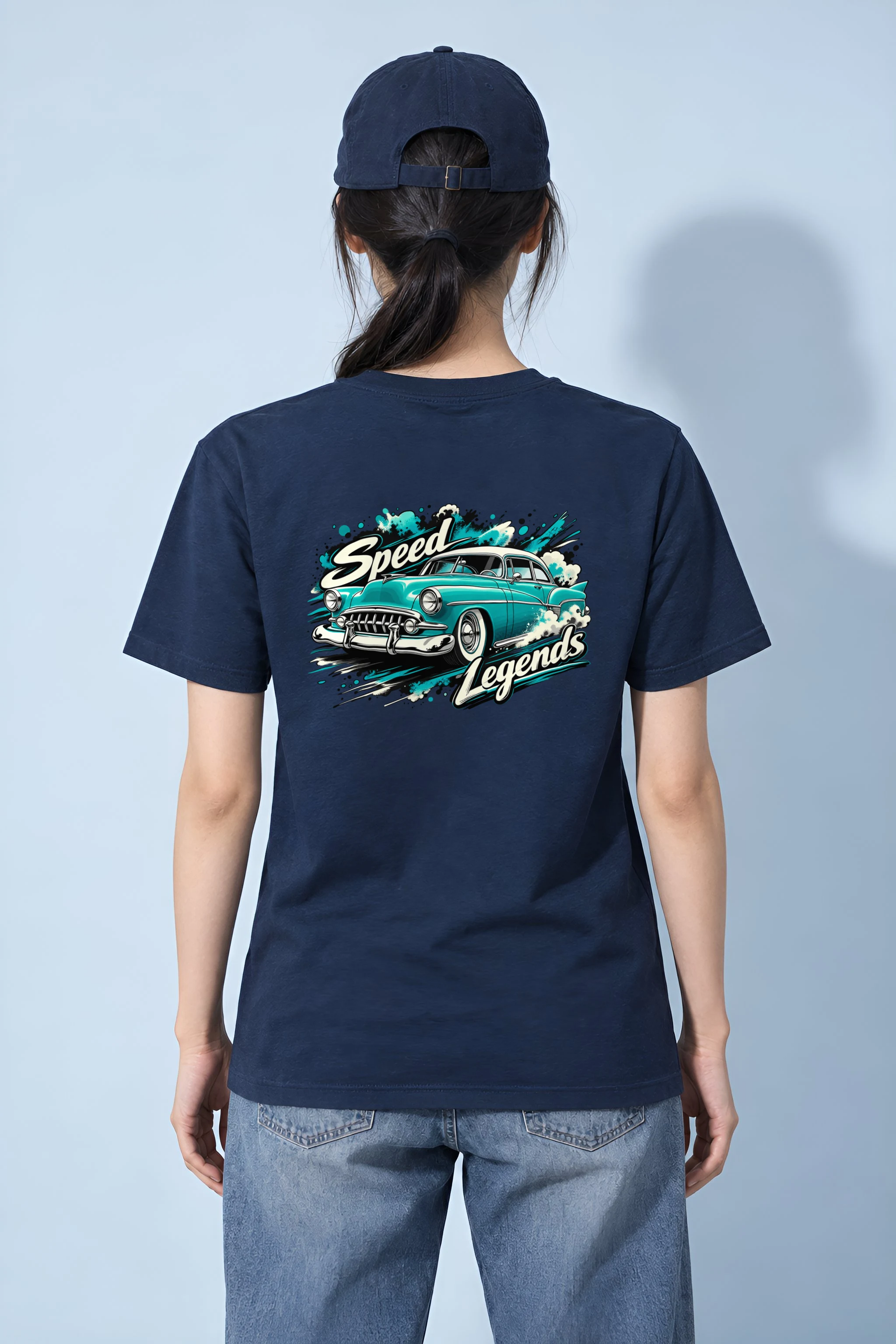 "Turquoise Roadster Rush" Heavyweight Unisex Crewneck T-shirt
