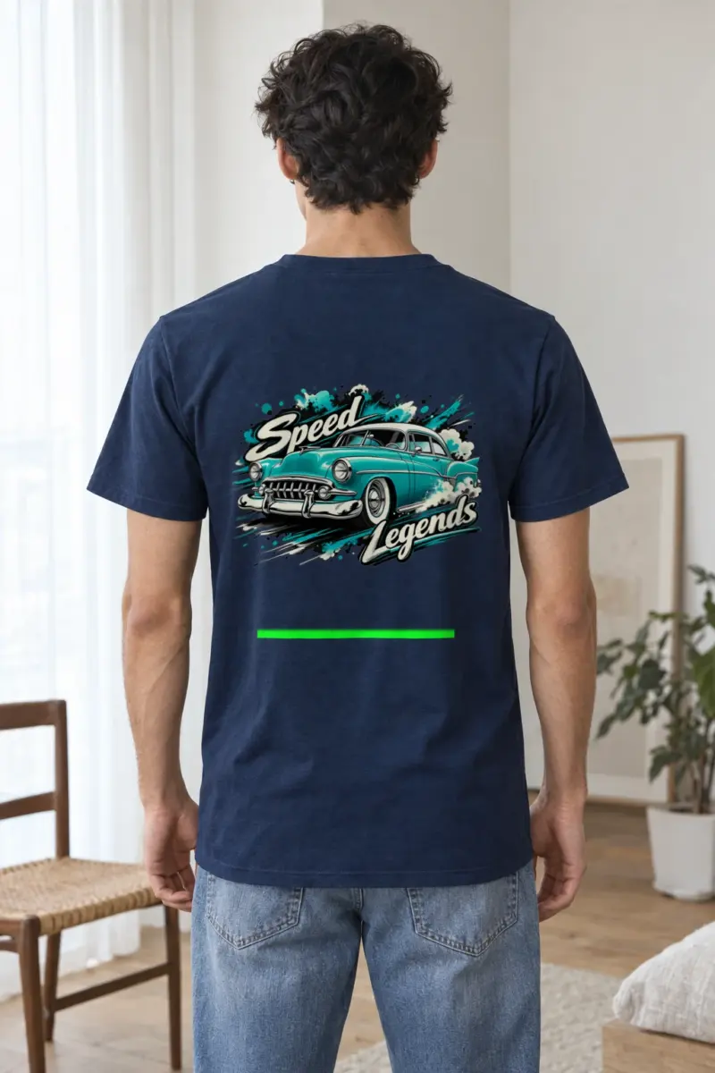 "Turquoise Roadster Rush" Heavyweight Unisex Crewneck T-shirt | Gildan 5000