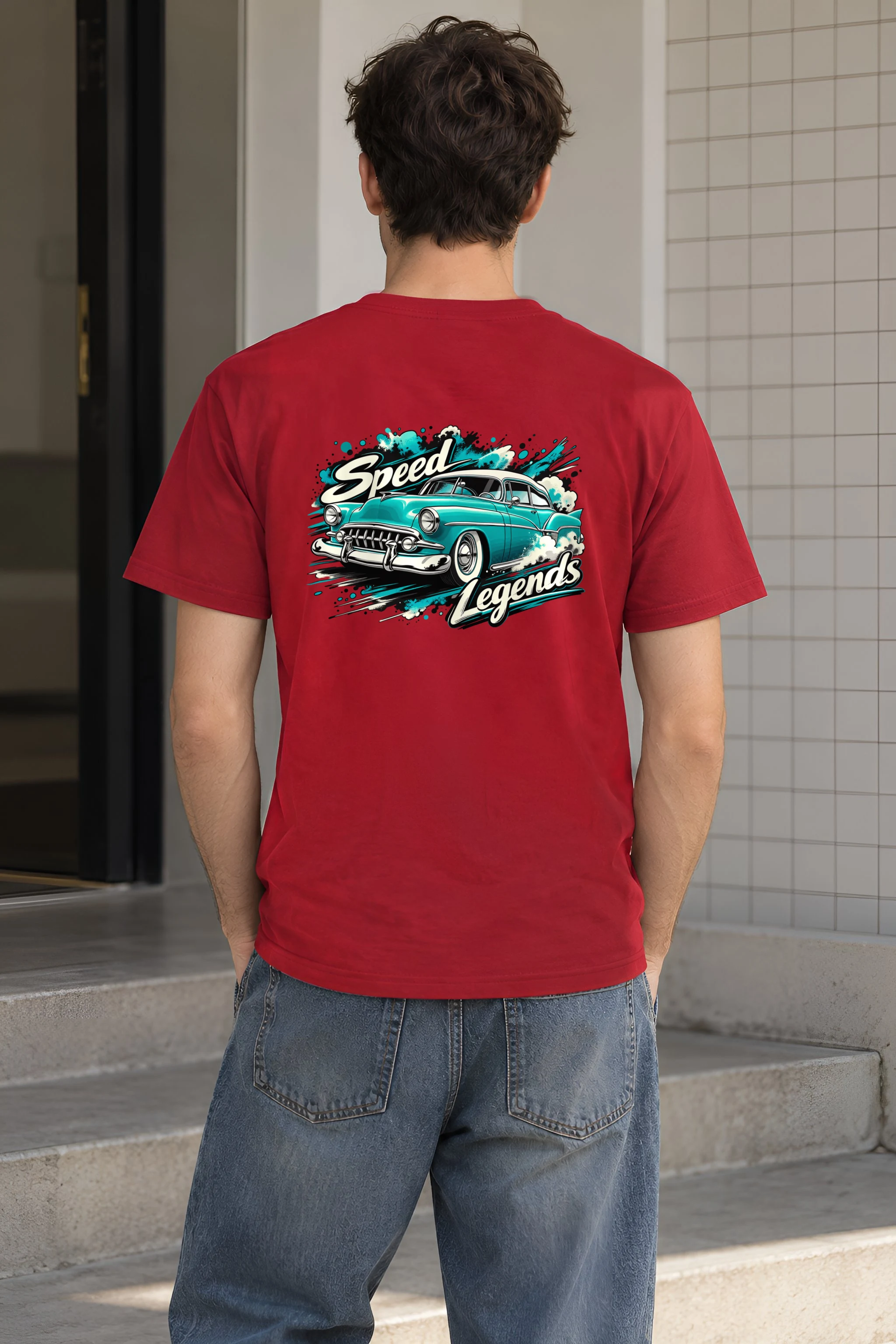 "Turquoise Roadster Rush" Heavyweight Unisex Crewneck T-shirt
