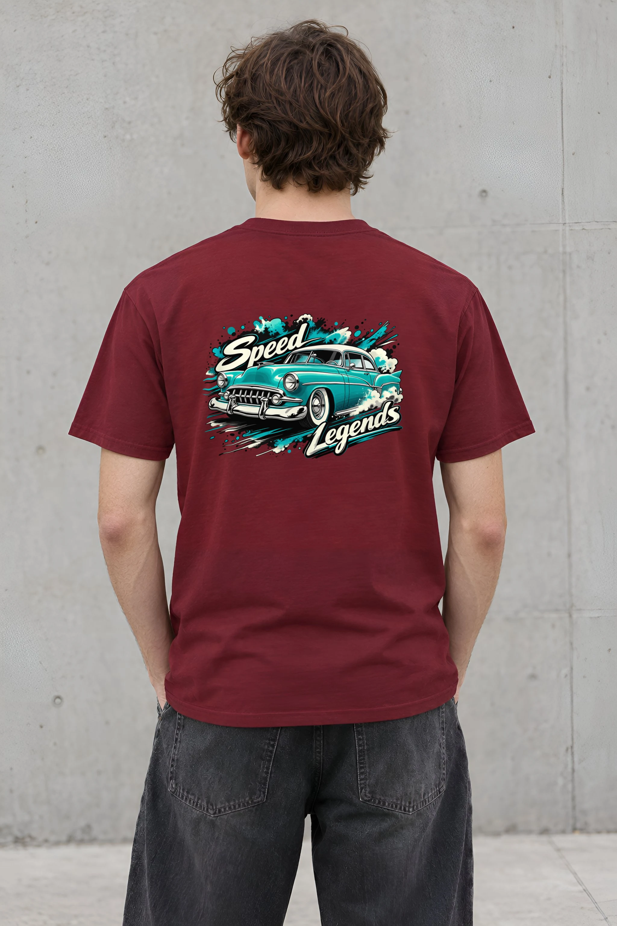 "Turquoise Roadster Rush" Heavyweight Unisex Crewneck T-shirt