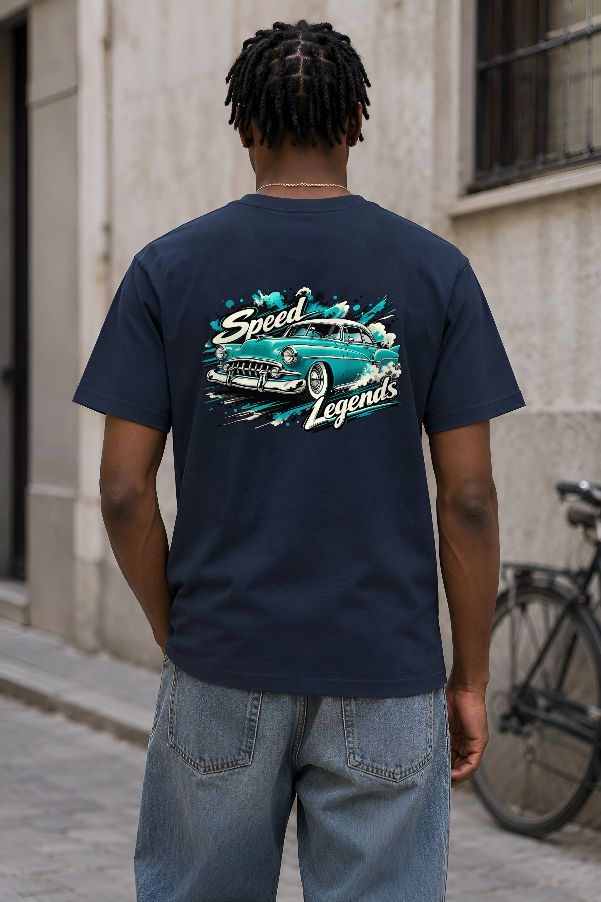 "Turquoise Roadster Rush" Heavyweight Unisex Crewneck T-shirt
