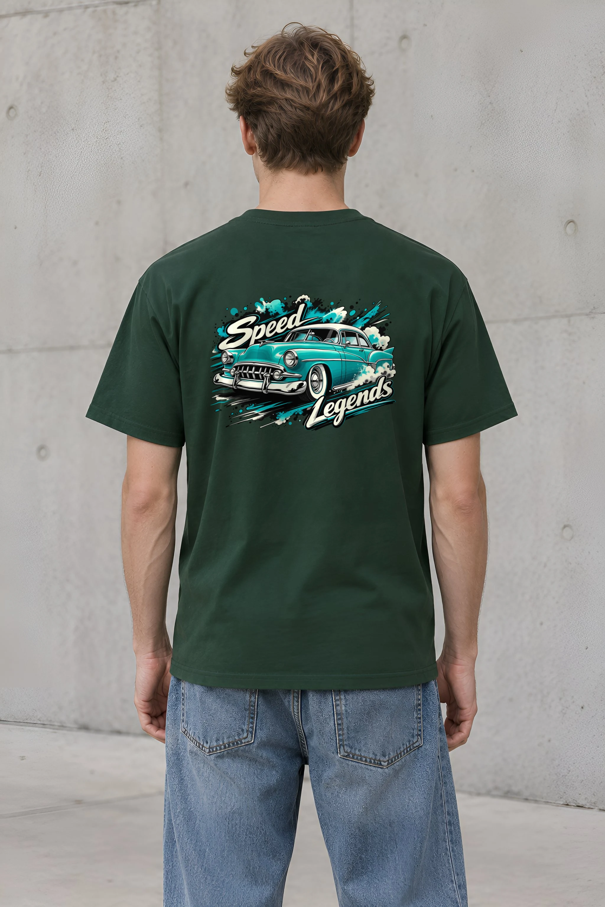 "Turquoise Roadster Rush" Heavyweight Unisex Crewneck T-shirt