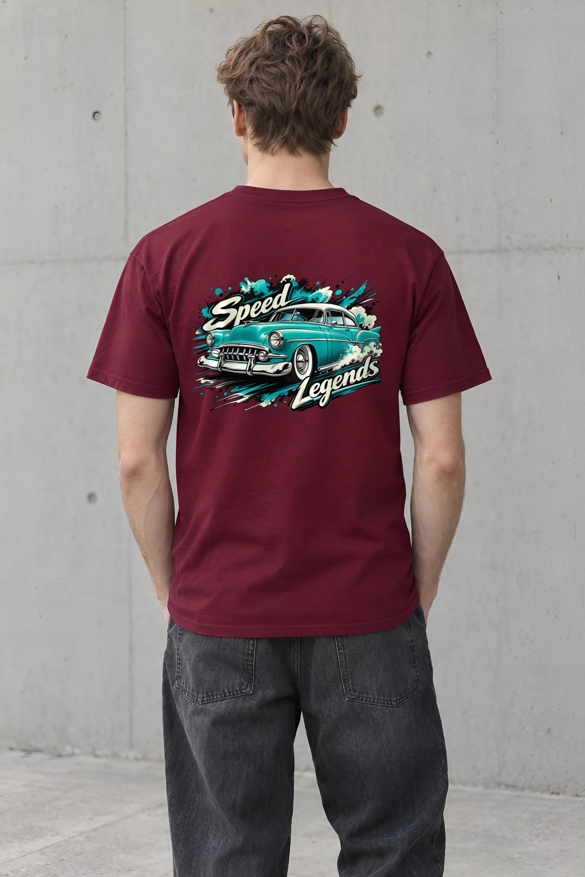 "Turquoise Roadster Rush" Heavyweight Unisex Crewneck T-shirt