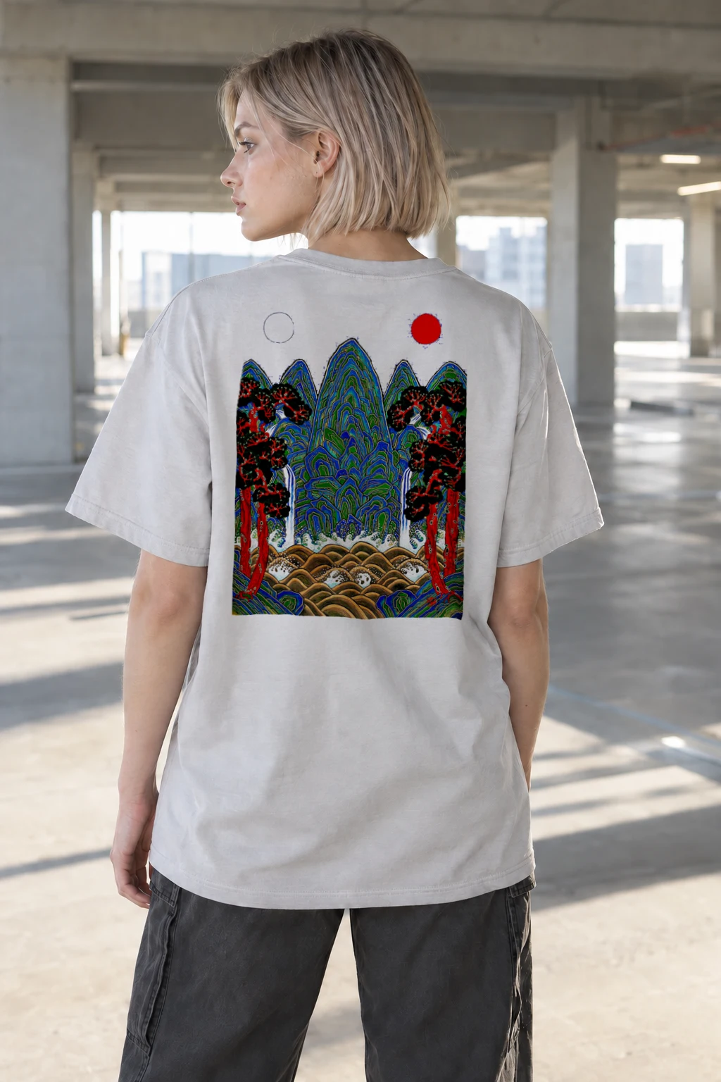 "Twin Sun Highlands" Heavyweight Unisex Crewneck T-shirt | Gildan 5000