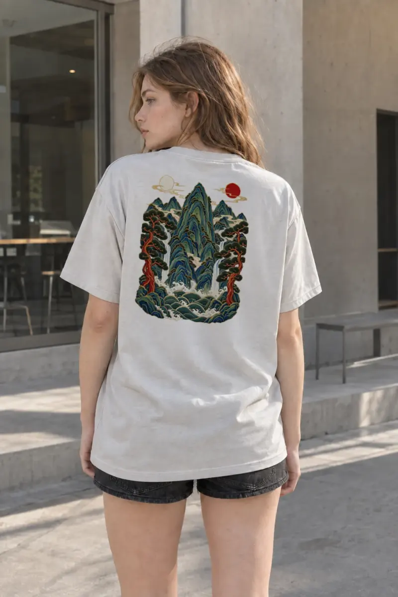 "Twin Sun Waterfalls" Heavyweight Unisex Crewneck T-shirt | Gildan 5000