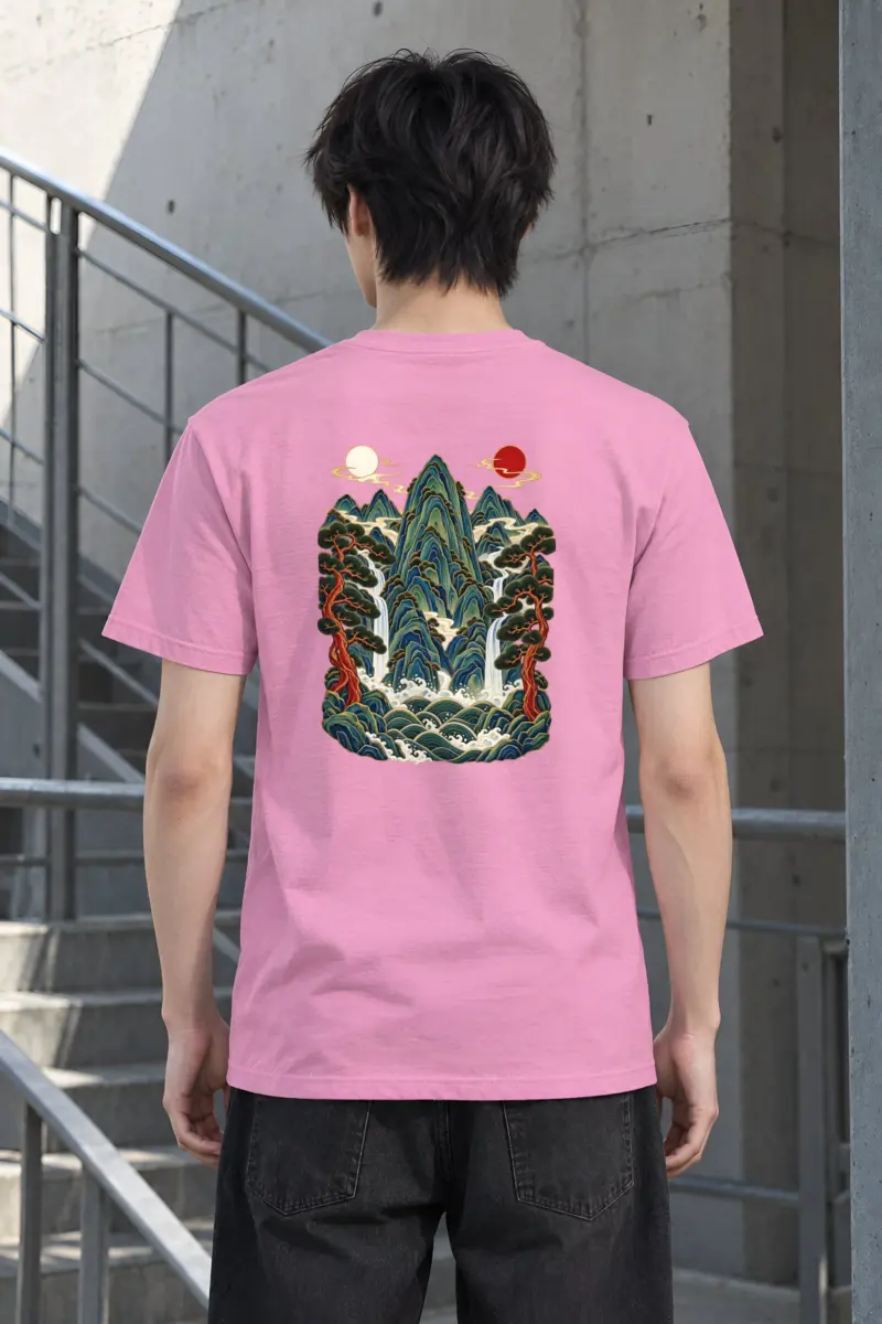 "Twin Sun Waterfalls" Heavyweight Unisex Crewneck T-shirt