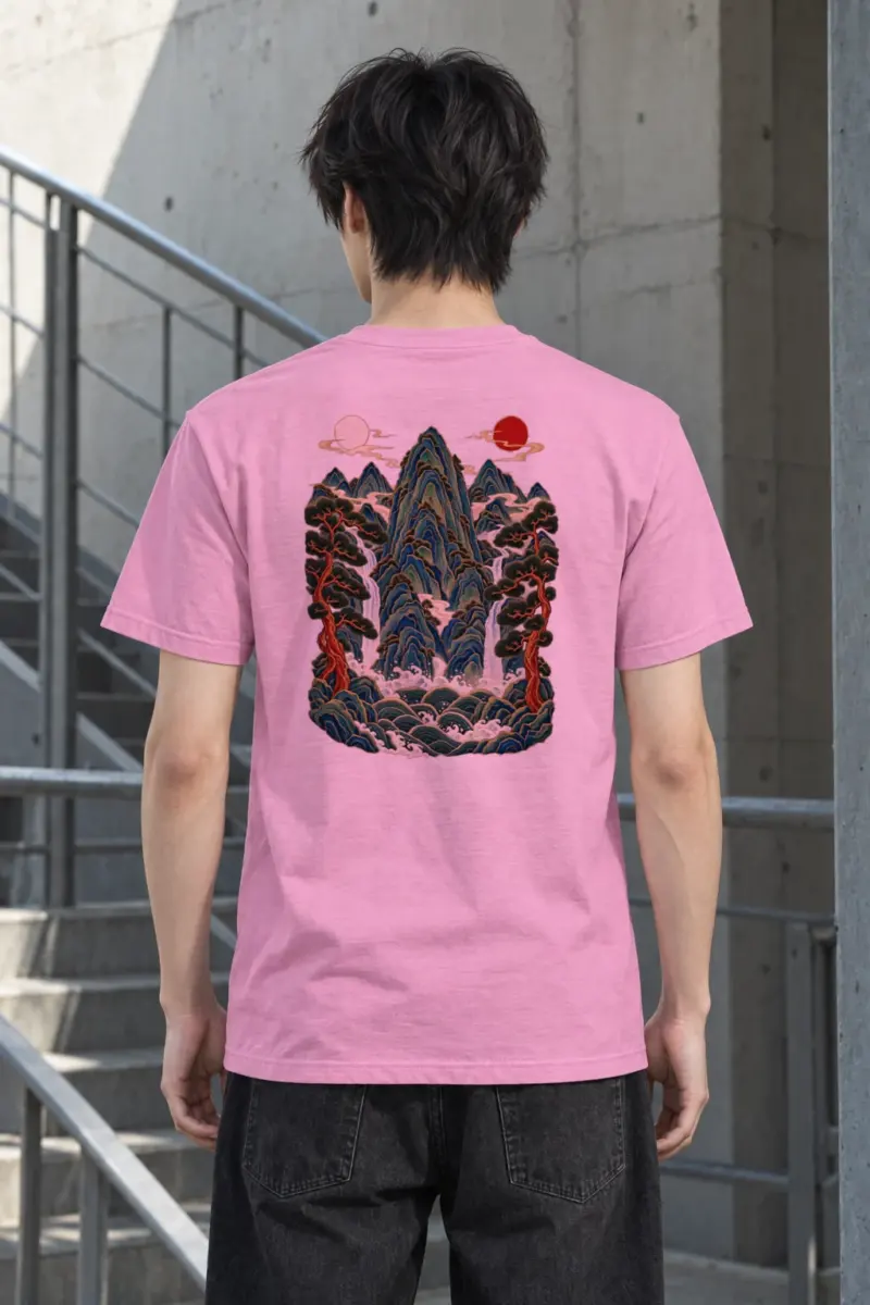 "Twin Sun Waterfalls" Heavyweight Unisex Crewneck T-shirt