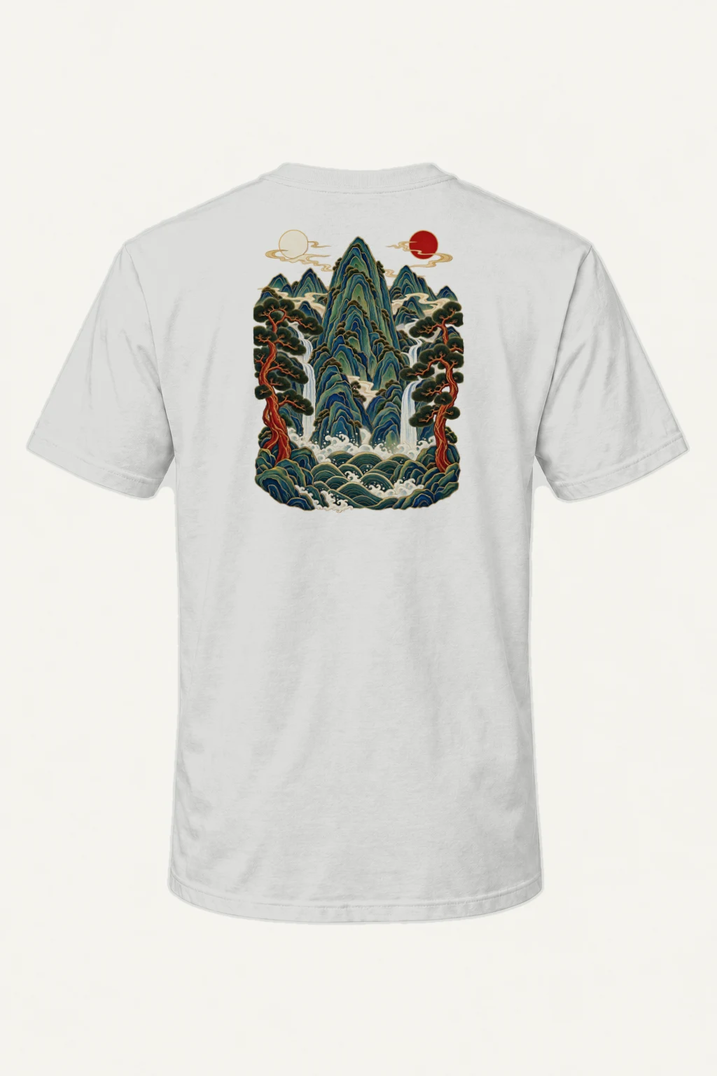 "Twin Sun Waterfalls" Heavyweight Unisex Crewneck T-shirt | Gildan 5000