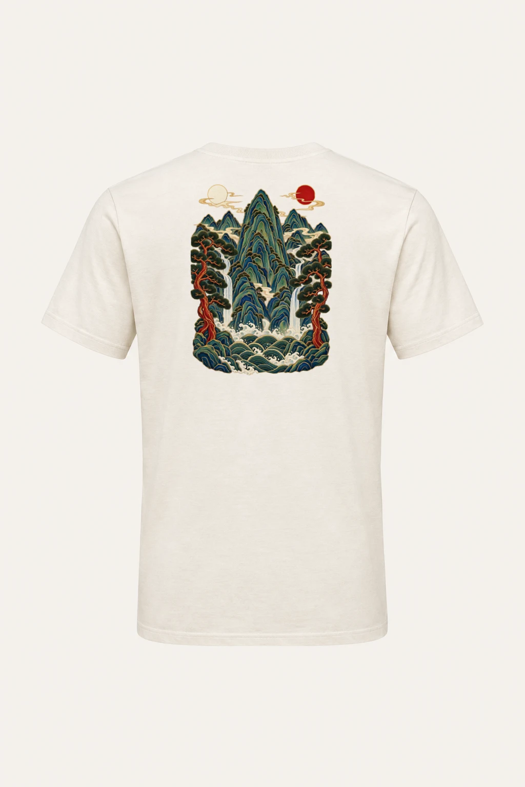 "Twin Sun Waterfalls" Heavyweight Unisex Crewneck T-shirt | Gildan 5000