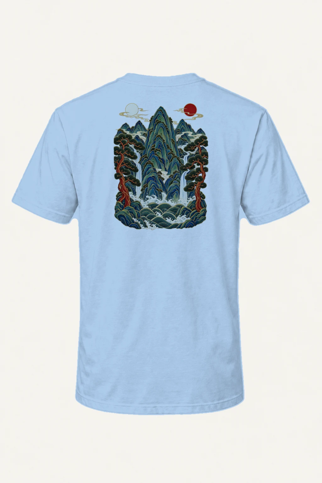 "Twin Sun Waterfalls" Heavyweight Unisex Crewneck T-shirt | Gildan 5000