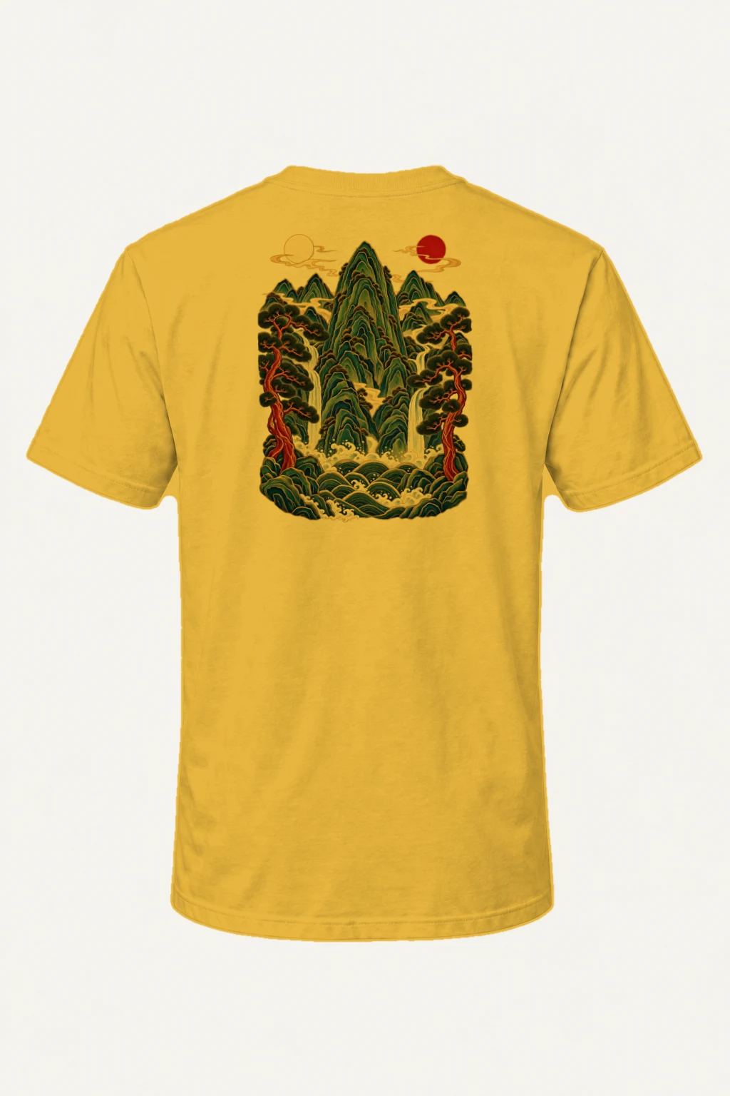 "Twin Sun Waterfalls" Heavyweight Unisex Crewneck T-shirt | Gildan 5000