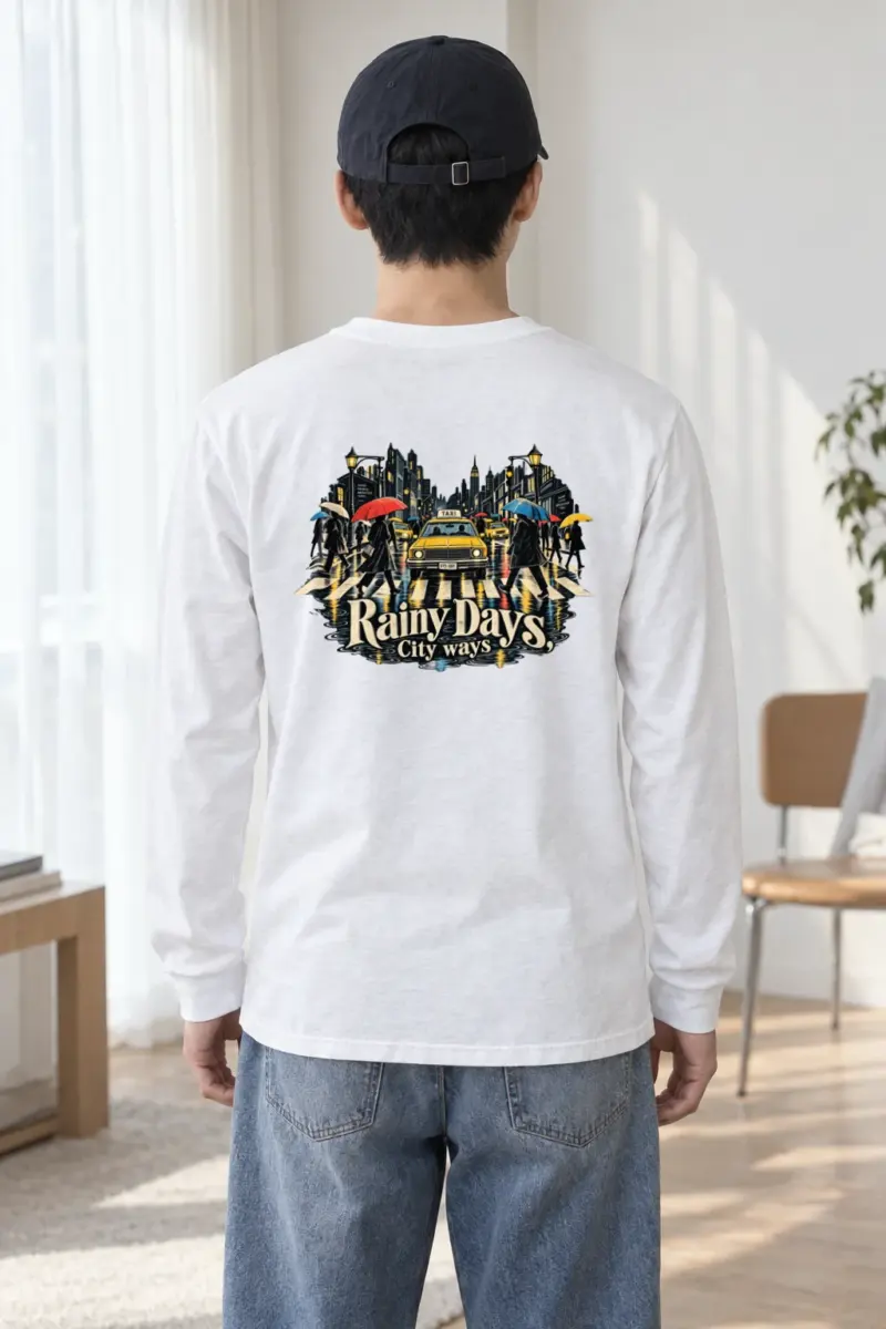 "Umbrella Street Scene" Unisex Longsleeve T-shirt