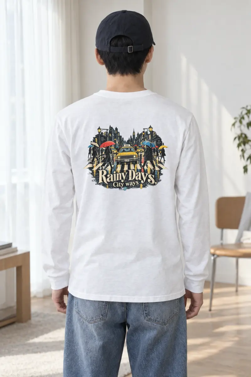 "Umbrella Street Scene" Unisex Longsleeve T-shirt