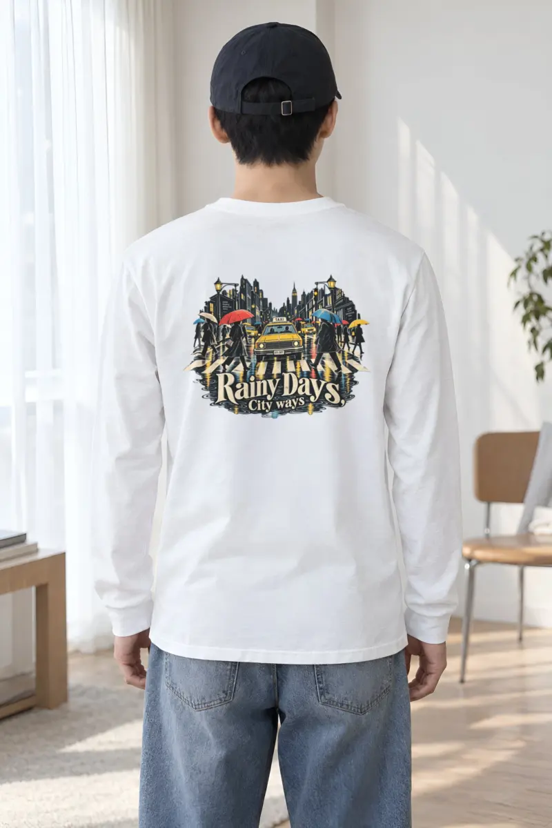 "Umbrella Street Scene" Unisex Longsleeve T-shirt