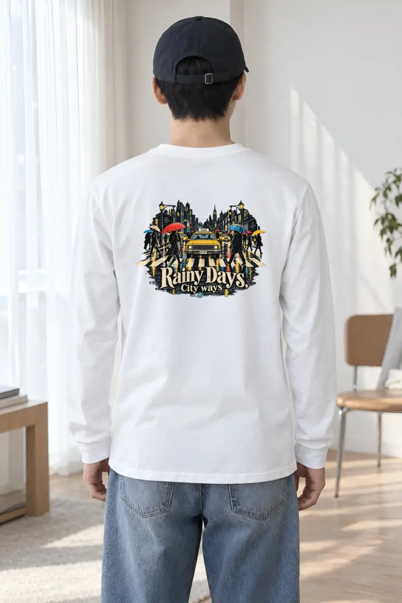 "Umbrella Street Scene" Unisex Longsleeve T-shirt