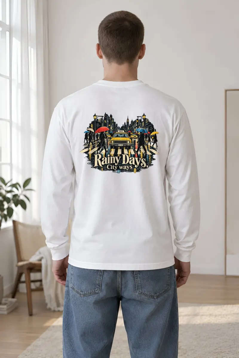 "Umbrella Street Scene" Unisex Longsleeve T-shirt