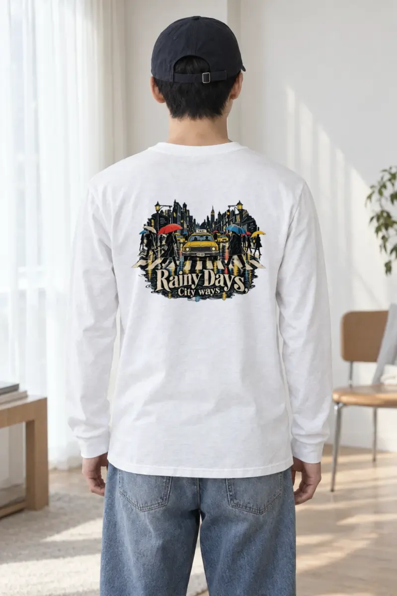 "Umbrella Street Scene" Unisex Longsleeve T-shirt