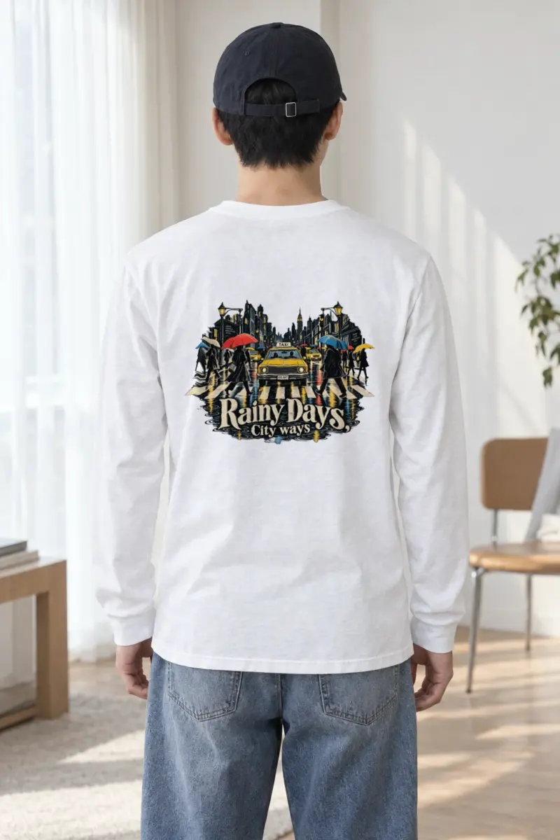 "Umbrella Street Scene" Unisex Longsleeve T-shirt