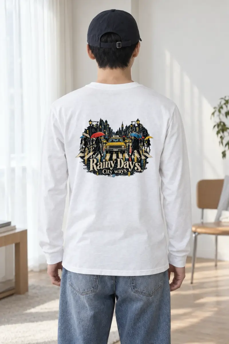 "Umbrella Street Scene" Unisex Longsleeve T-shirt