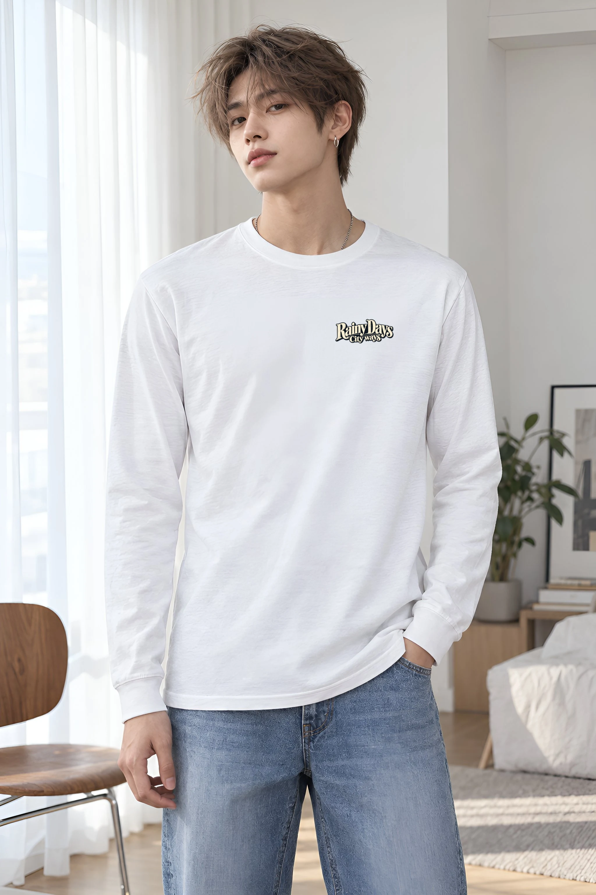 "Umbrella Street Scene" Unisex Longsleeve T-shirt