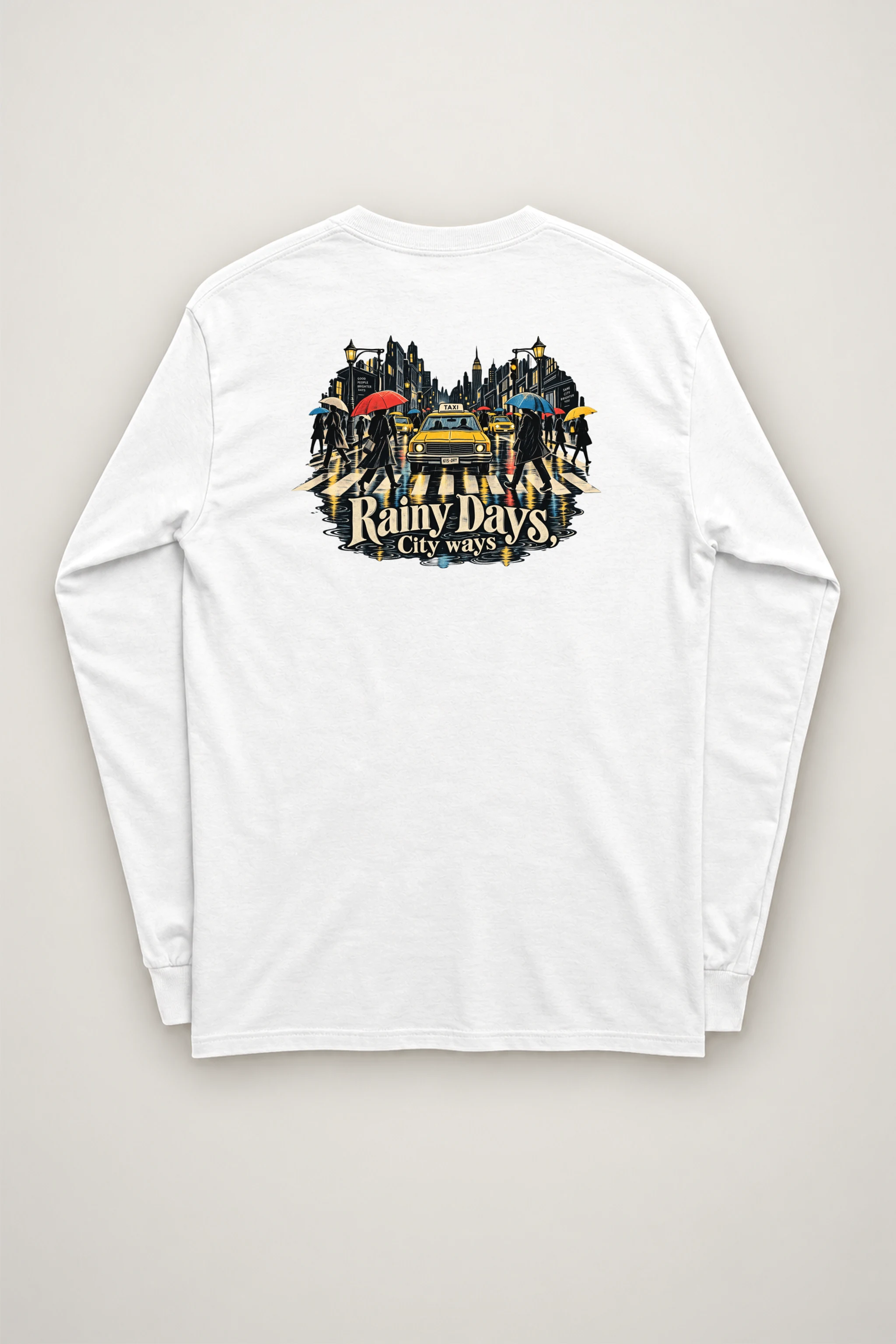 "Umbrella Street Scene" Unisex Longsleeve T-shirt