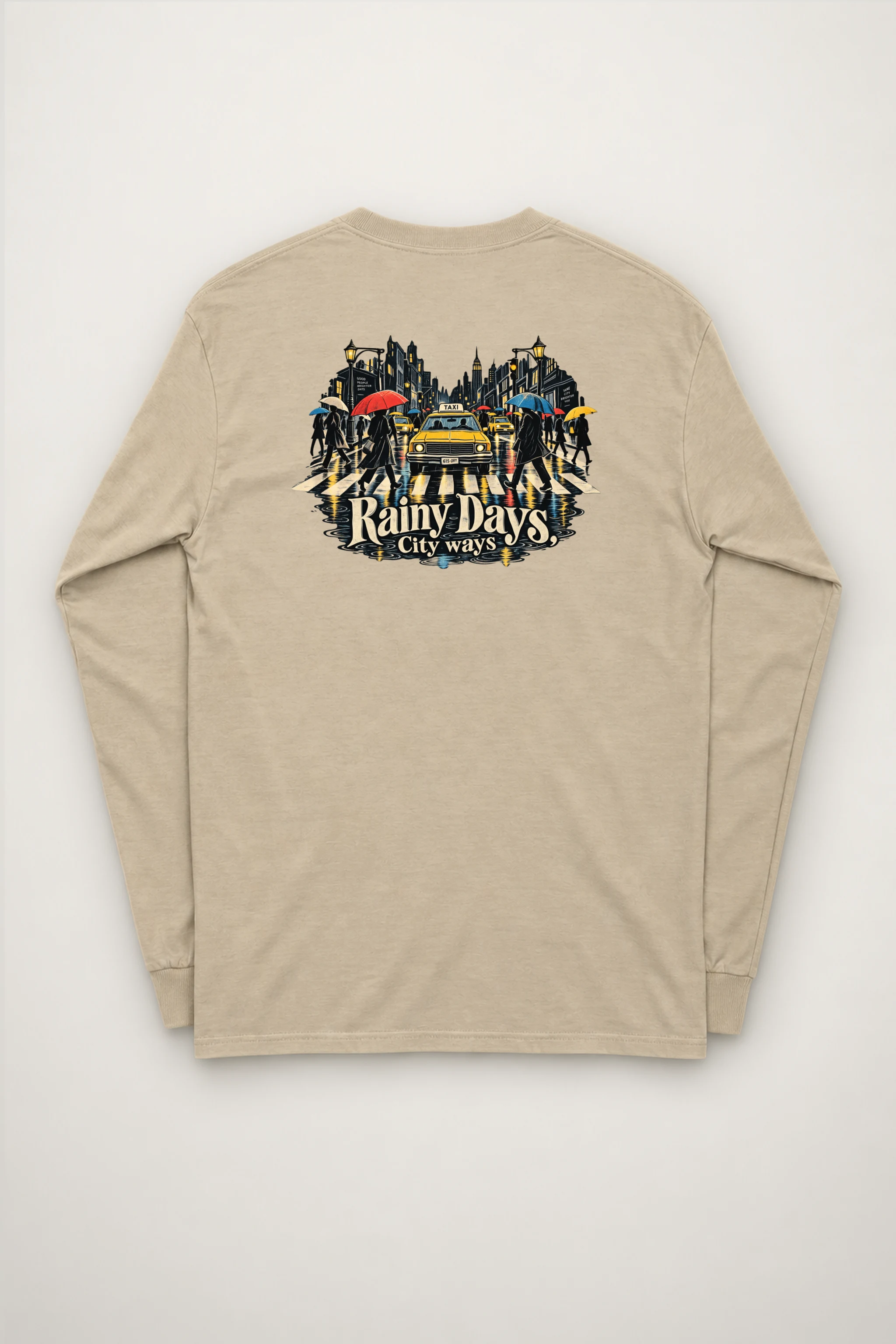 "Umbrella Street Scene" Unisex Longsleeve T-shirt