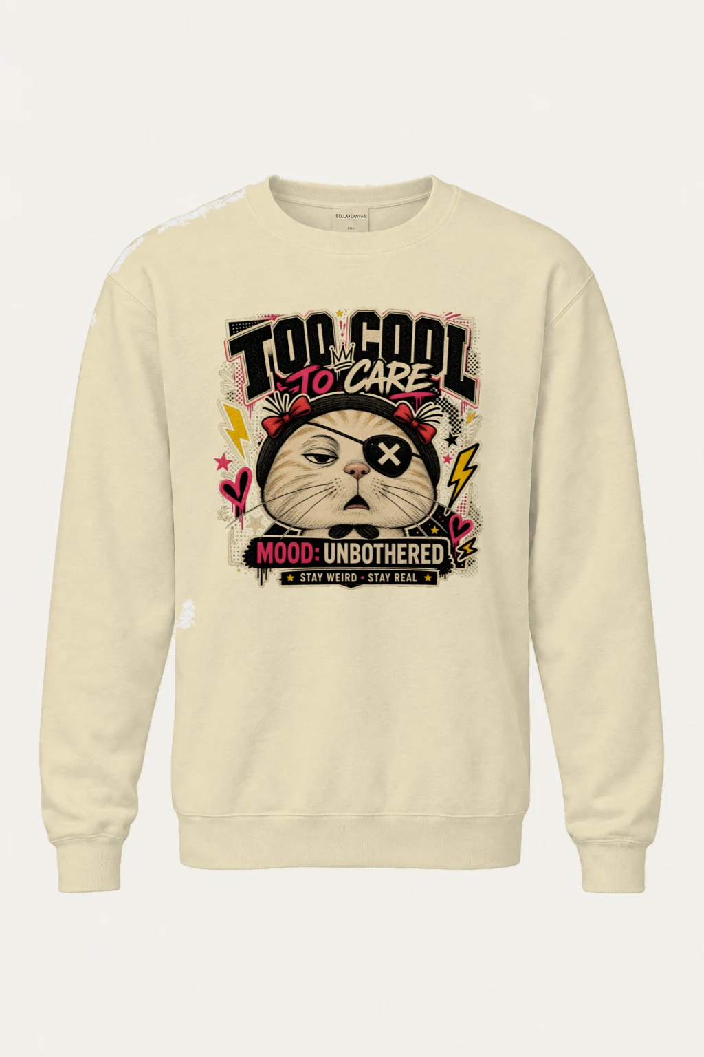 "Unbothered Cat Mood" Unisex Sponge Fleece Crewneck Sweatshirt | Bella + Canvas 3901