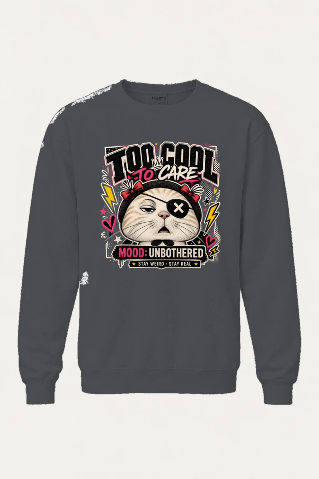 "Unbothered Cat Mood" Unisex Sponge Fleece Crewneck Sweatshirt | Bella + Canvas 3901