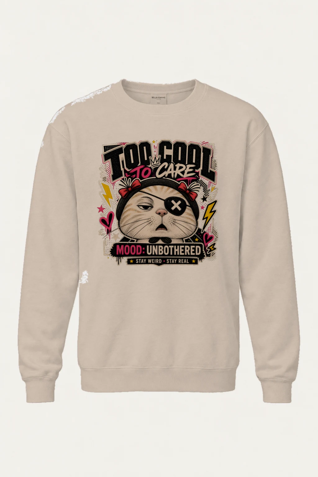 "Unbothered Cat Mood" Unisex Sponge Fleece Crewneck Sweatshirt | Bella + Canvas 3901