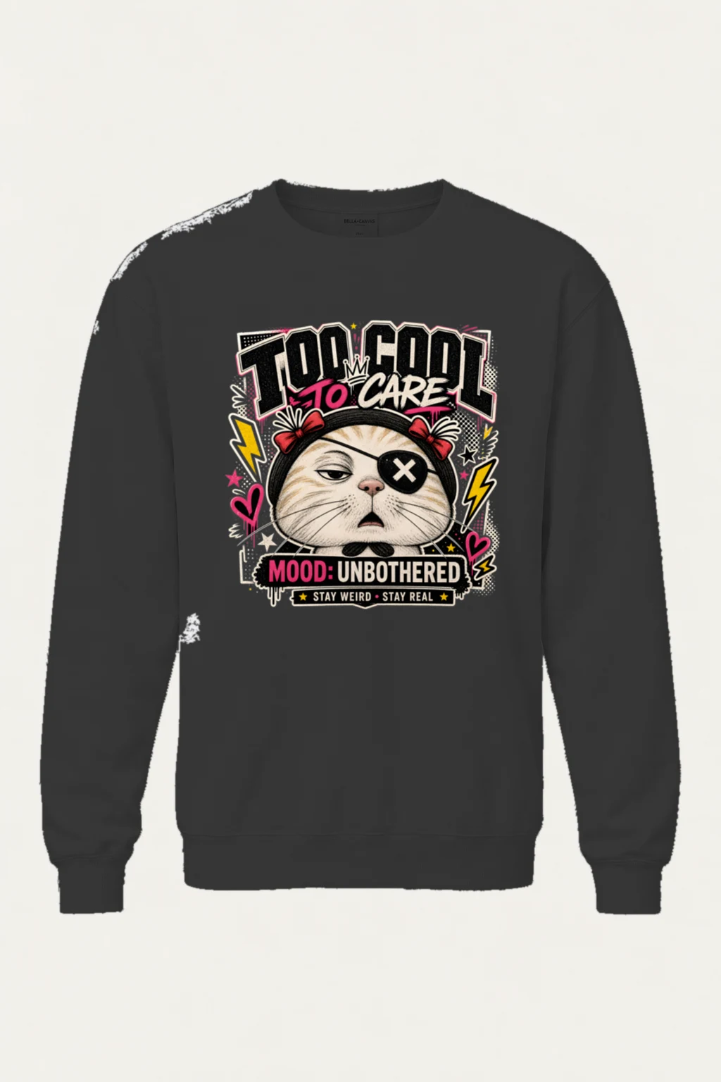 "Unbothered Cat Mood" Unisex Sponge Fleece Crewneck Sweatshirt | Bella + Canvas 3901