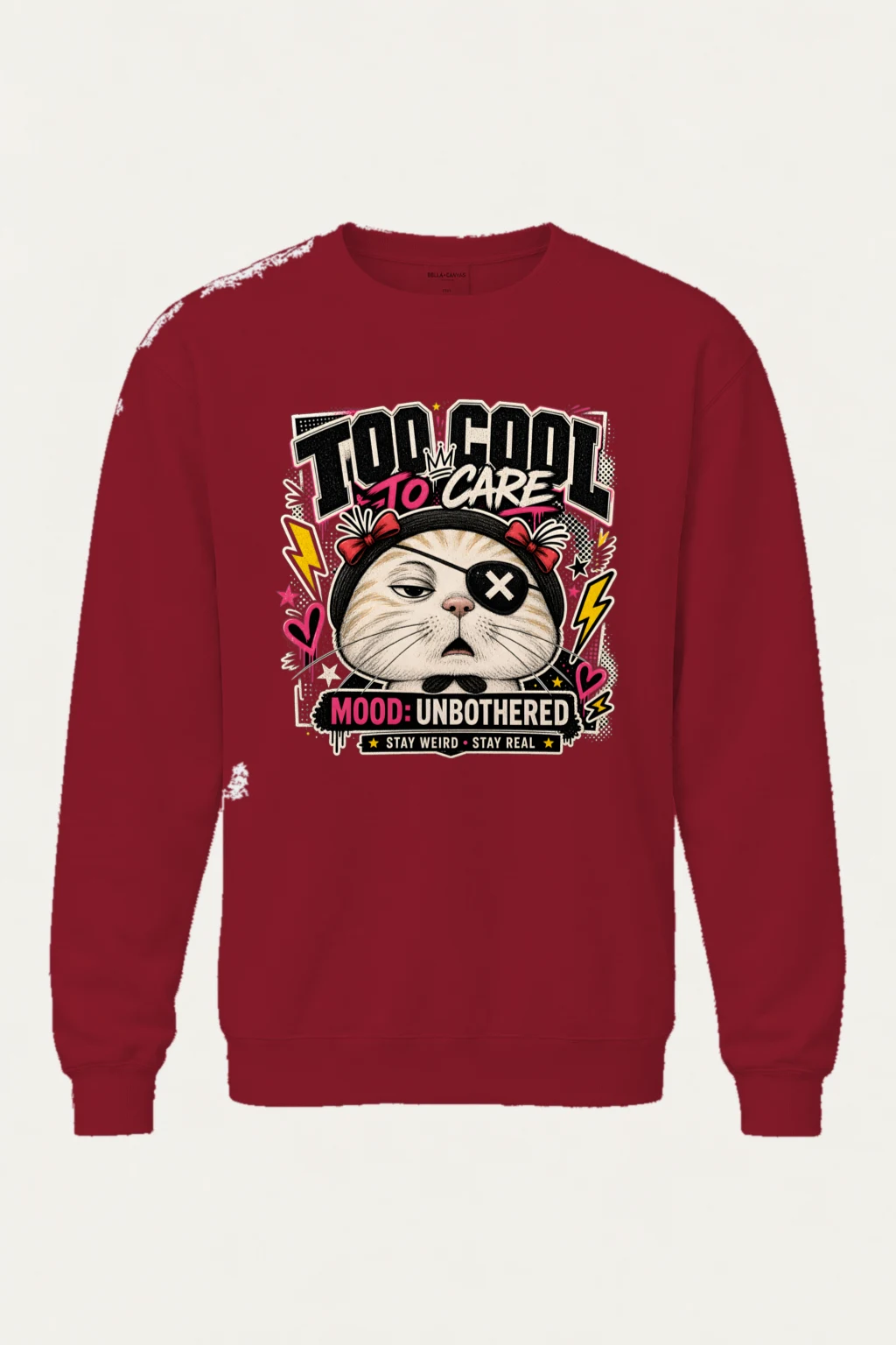 "Unbothered Cat Mood" Unisex Sponge Fleece Crewneck Sweatshirt | Bella + Canvas 3901