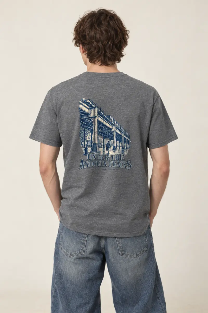 "Under the Astoria Tracks" Heavyweight Unisex Crewneck T-shirt