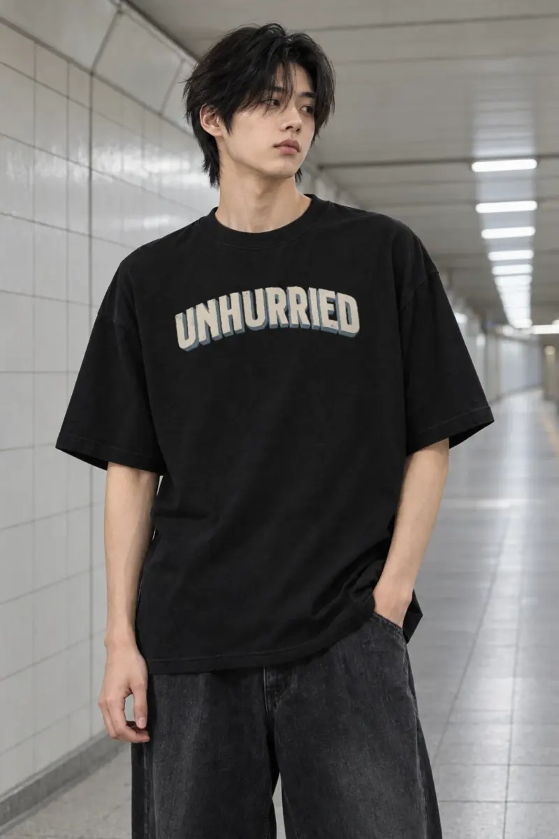 "Unhurried Volume" Men's Oversized Heavyweight Crewneck T-Shirt