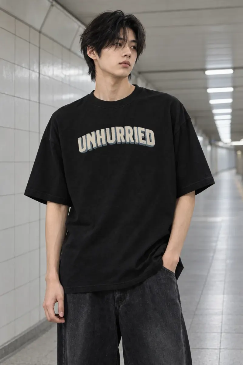 "Unhurried Volume" Men's Oversized Heavyweight Crewneck T-Shirt