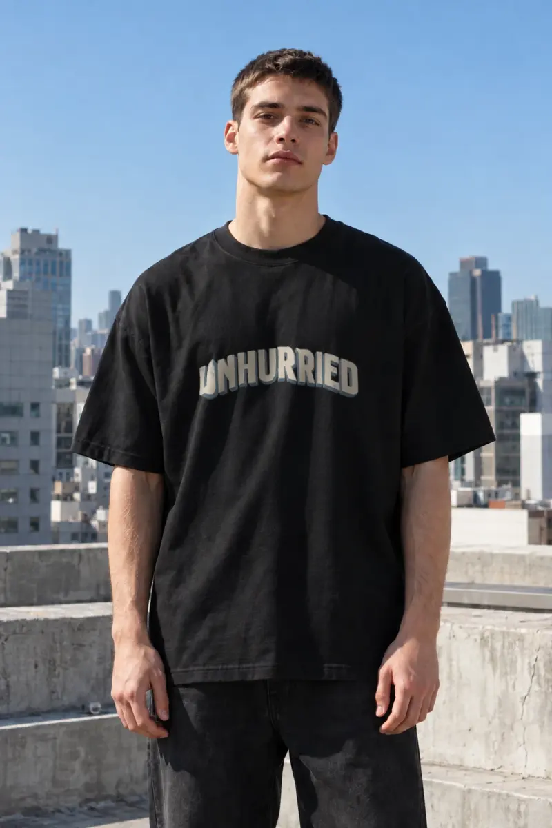 "Unhurried Volume" Men's Oversized Heavyweight Crewneck T-Shirt | Shaka Wear SHMHSS