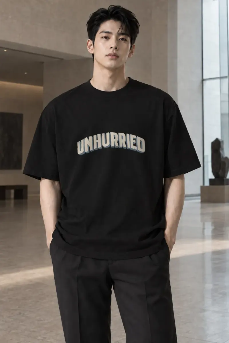 "Unhurried Volume" Men's Oversized Heavyweight Crewneck T-Shirt | Shaka Wear SHMHSS