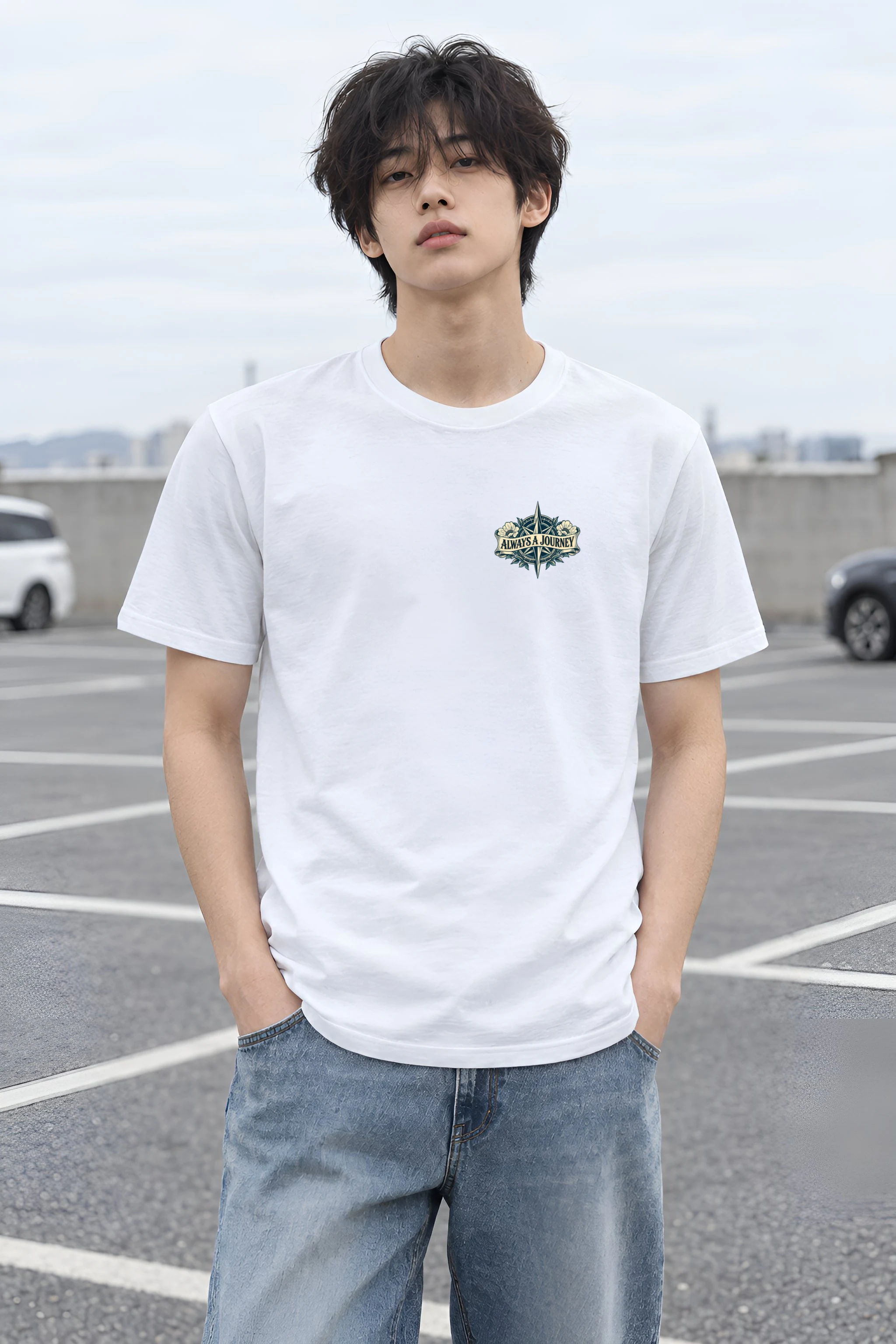 "Unseen Horizons" Heavyweight Unisex Crewneck T-shirt