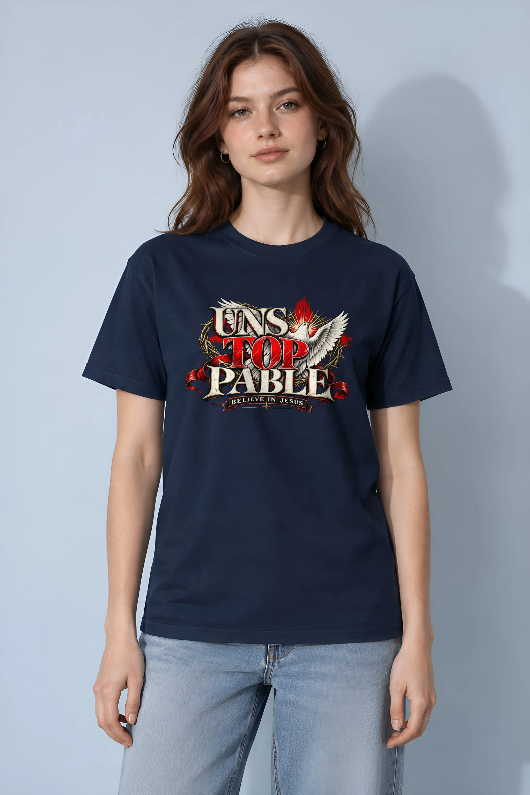 "Unstoppable Believe In Jesus" Heavyweight Unisex Crewneck T-shirt