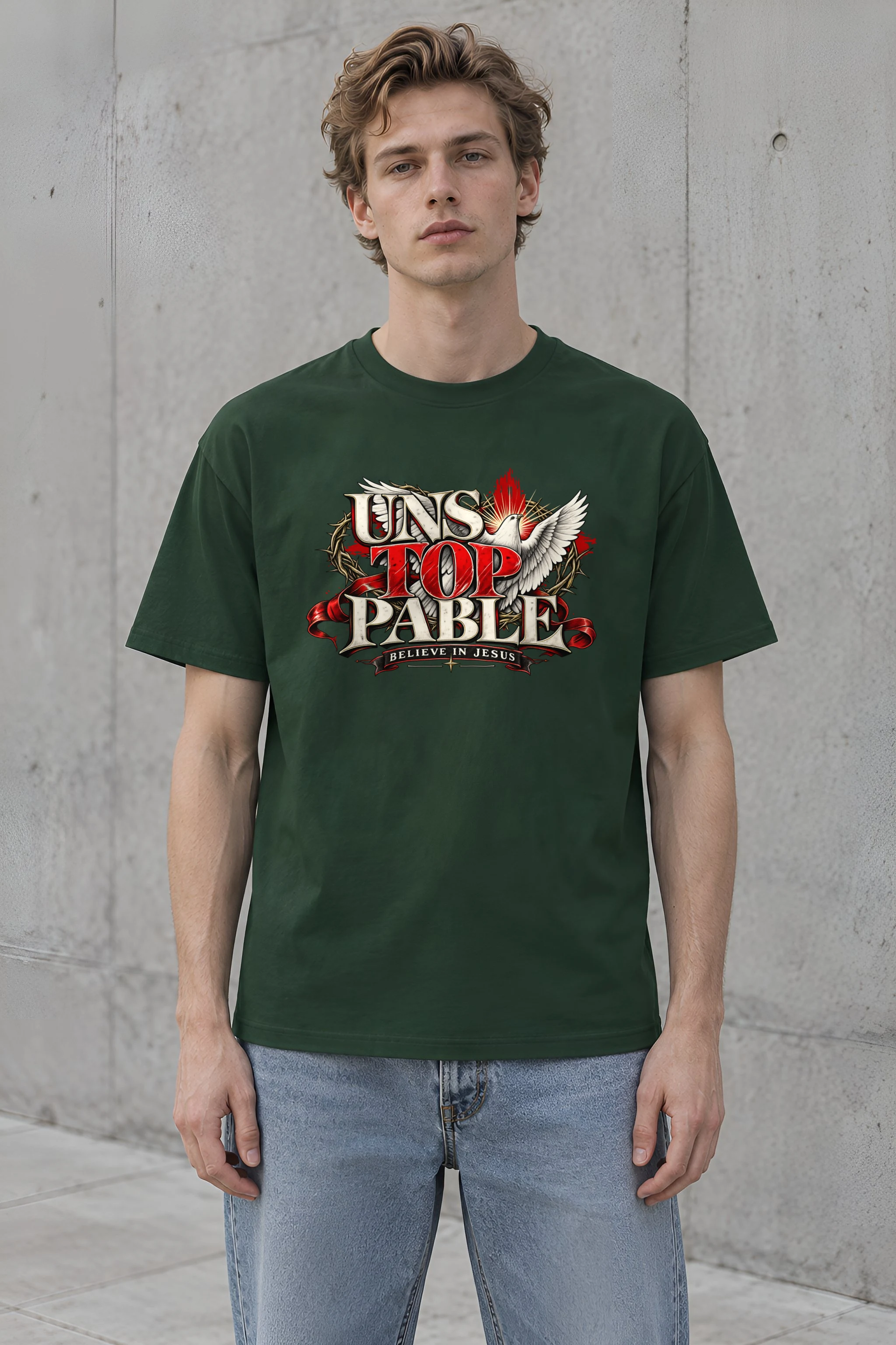 "Unstoppable Believe In Jesus" Heavyweight Unisex Crewneck T-shirt