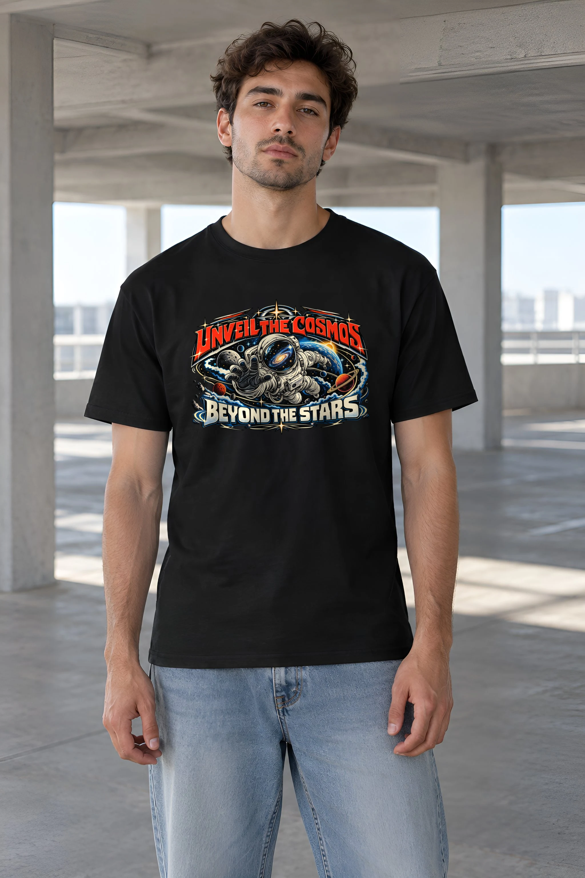 "Unveil The Cosmos Beyond" Heavyweight Unisex Crewneck T-shirt