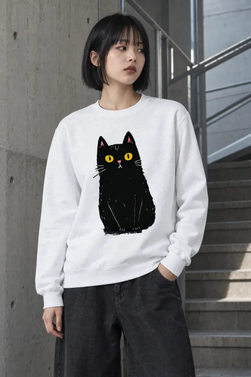 "Upright Black Cat" Heavy Blend Unisex Crewneck Sweatshirt