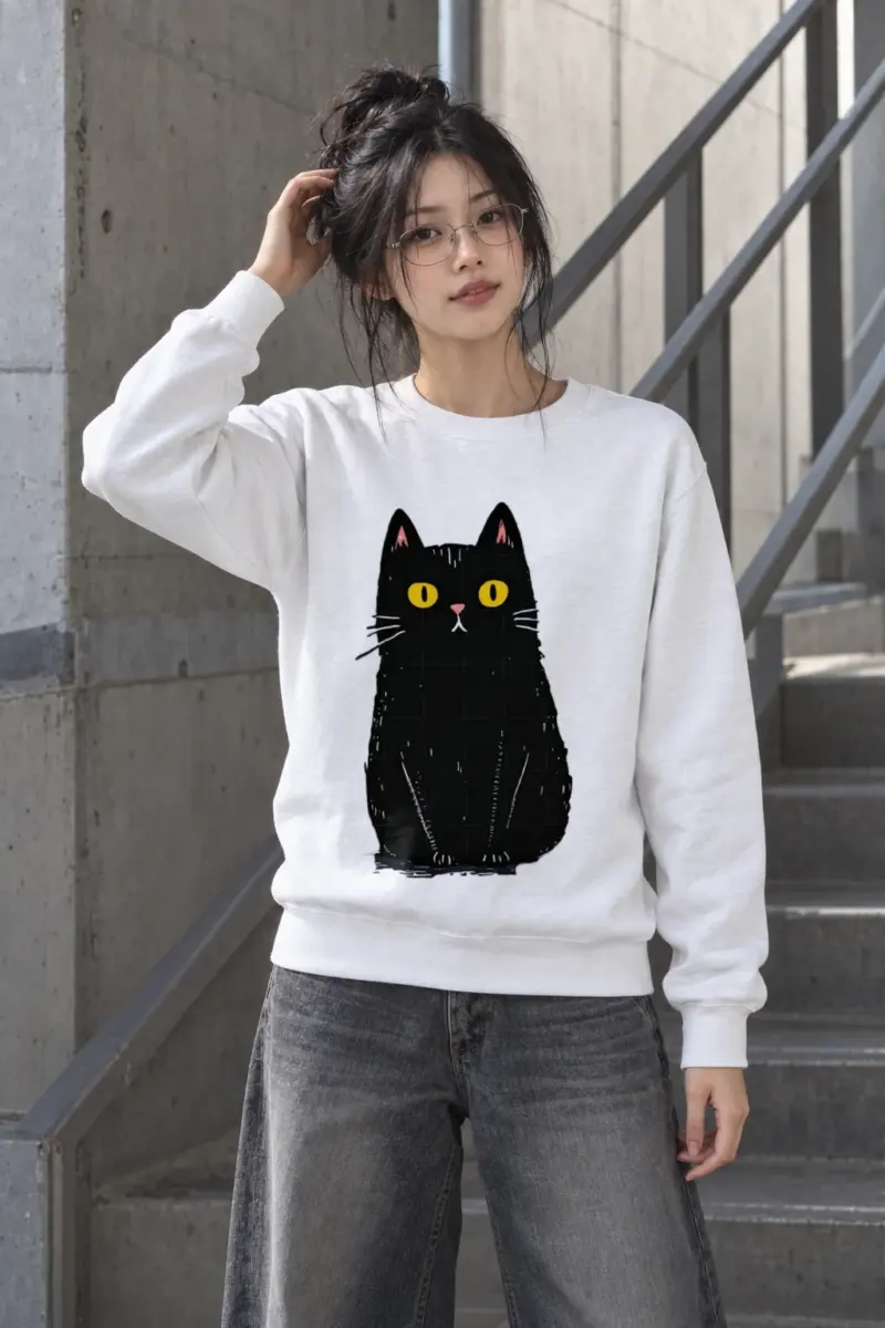 "Upright Black Cat" Heavy Blend Unisex Crewneck Sweatshirt