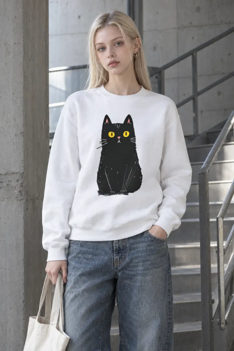"Upright Black Cat" Heavy Blend Unisex Crewneck Sweatshirt