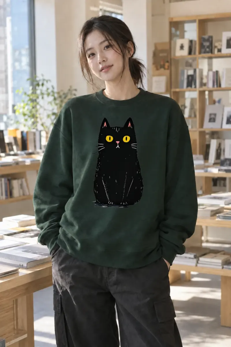 "Upright Black Cat" Heavy Blend Unisex Crewneck Sweatshirt | Gildan 18000